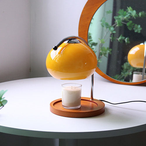 Contemporary Retro Glass Dome Solid Wood Metal Base 1-Light Melting Wax Table Lamp