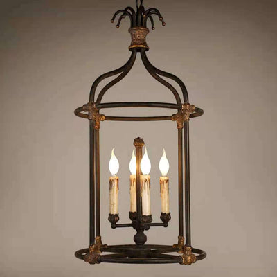 Rustikaler Vintage Kerzenhalter aus schwarzem Eisen mit 8-Licht-Kronleuchter