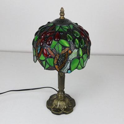 Tiffany Decorative Flower Umbrella Rose Alloy Stained Glass 1-Light Table Lamp