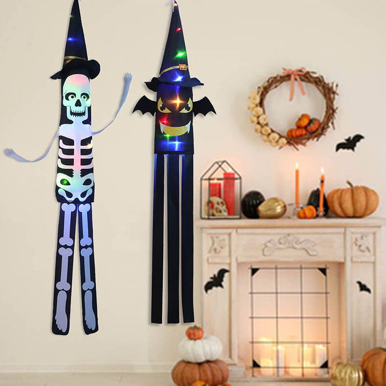 Guirlande lumineuse décorative pour Halloween, fantôme, chauve-souris, citrouille, squelette, fête, Patio 