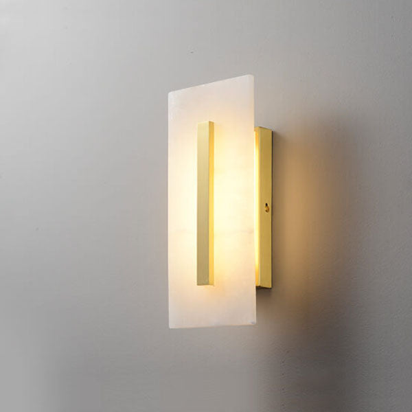 Luxuriöse Chinesische Marmor Quadratische Messing 1-Licht LED Wandleuchte Lampe 