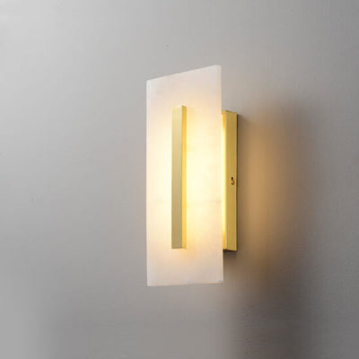 Lampe murale à LED 1 lumière en laiton carré en marbre chinois de luxe 