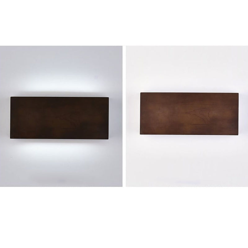 Japanese Wabi-sabi Log Wood Rectangular LED Wall Sconce Lamp