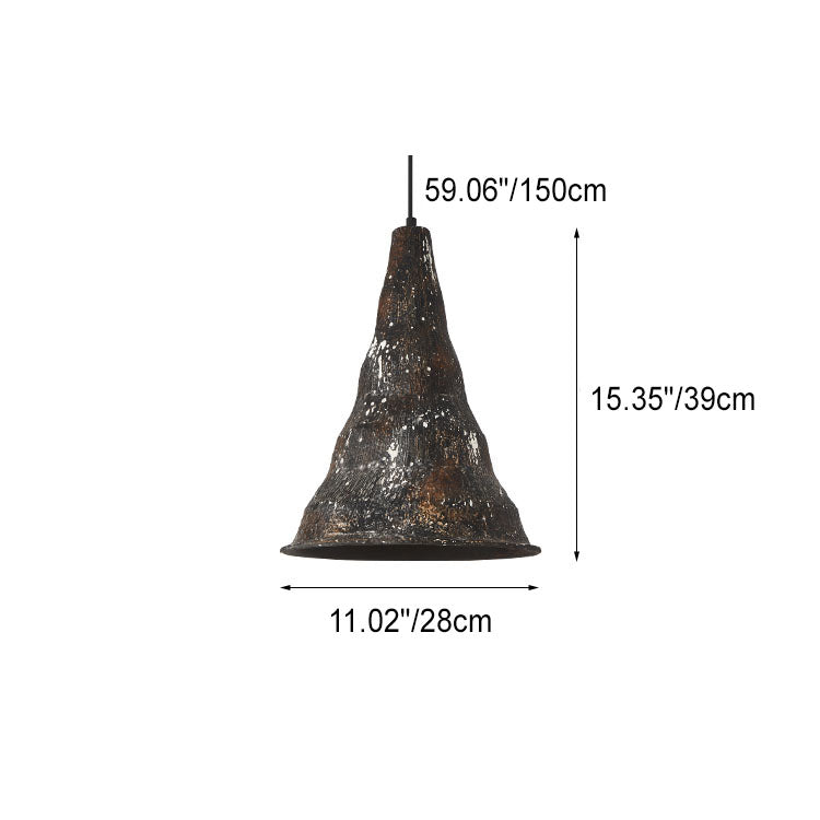 Vintage Industrial Iron Rust Cone Shape 1-Light Pendant Light