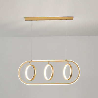 Modern Minimalist Golden Round Oval Iron LED Chandelier