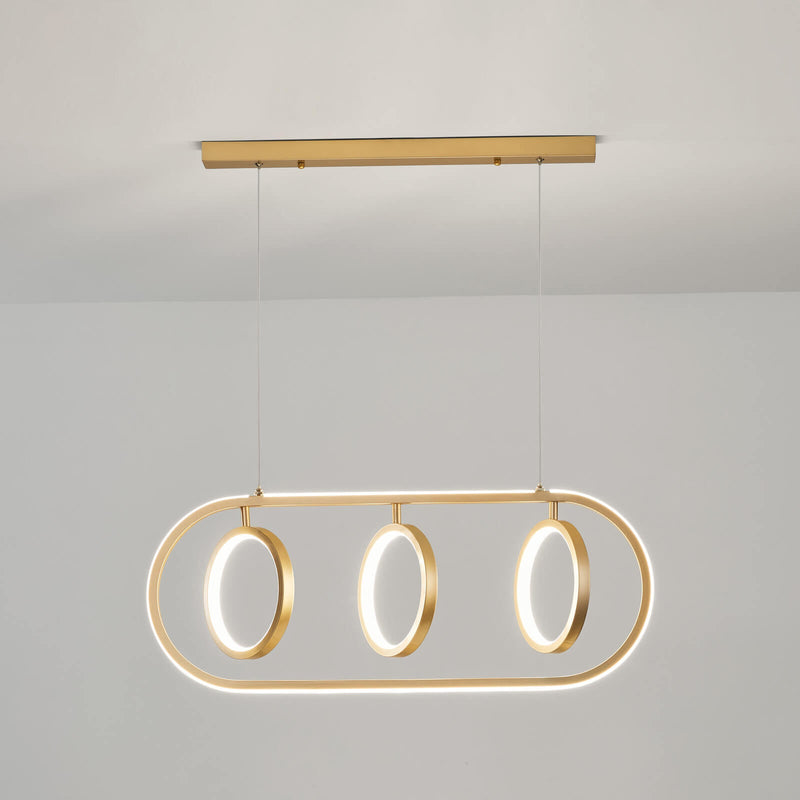 Modern Minimalist Golden Round Oval Iron LED Chandelier