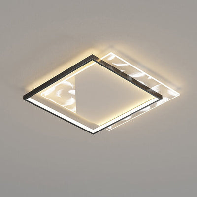 Modern Acrylic Light Luxury Square Feather Design LED Flush Mount Light
