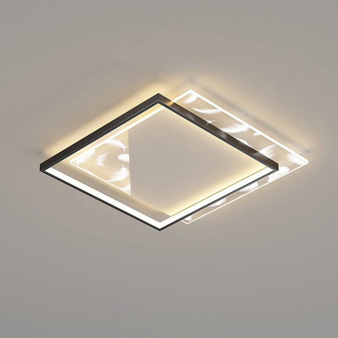 Modern Acrylic Light Luxury Square Feather Design LED Flush Mount Light