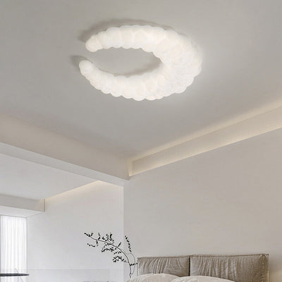 Nordic Minimalist Milk White Crescent LED Flush Mount Ceiling Light