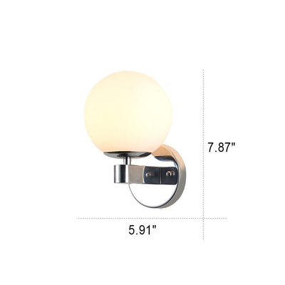 Nordic Minimal Round Head Iron Glass 1-Light Wall Sconce Lamp