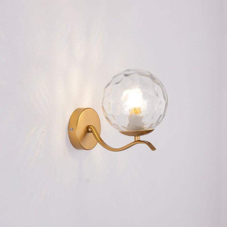 Lámpara de Aplique de Pared de 1 Luz con Pantalla Esférica de Vidrio y Soporte de Hierro de Lujo 