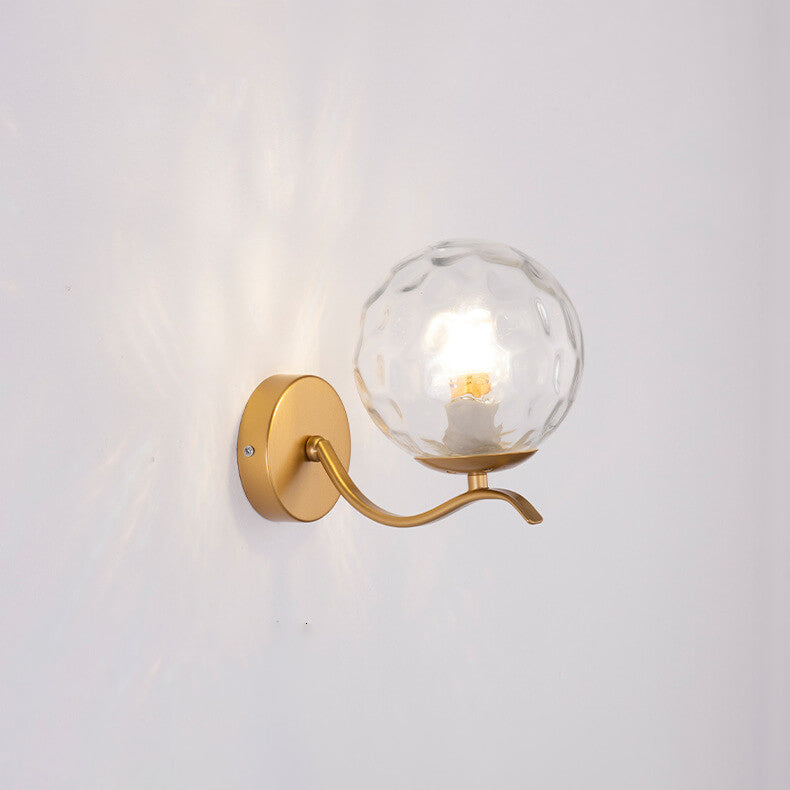 Luxus-Eisenhalterung, kugelförmiger Glaslampenschirm, 1-Licht-Wandleuchte 