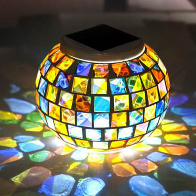 Luz de césped LED para exteriores de mosaico impermeable ABS solar Tiffany 