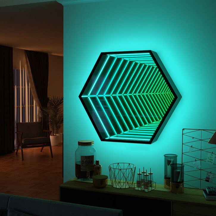 Lampe murale décorative créative à LED hexagonale/octogonale RVB 