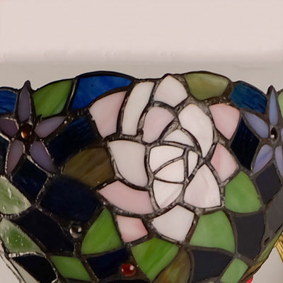 Europäische Vintage Tiffany Rose Glasmalerei 1-Licht Wandleuchte 