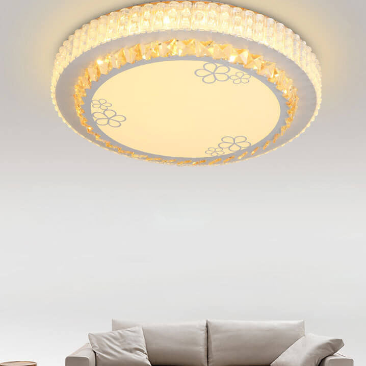 Modern Minimalist Round Acrylic Crystal LED Flush Mount Lighting