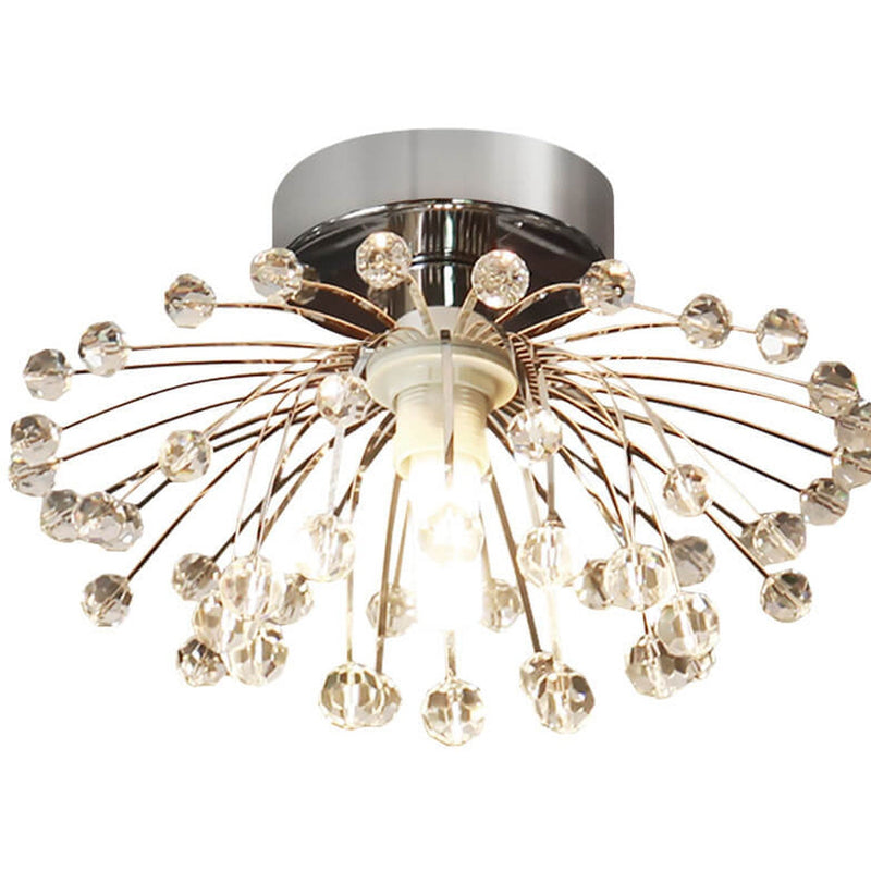 Nordic Light Luxury Crystal Dandelion 1-Light Semi-Flush Mount Ceiling Light