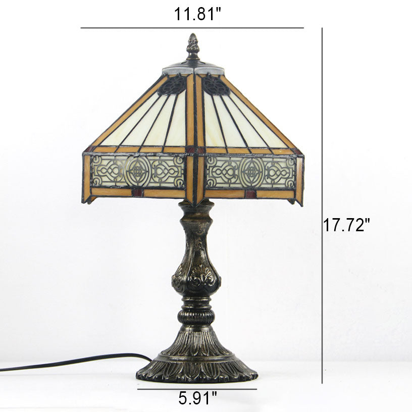 Lampe de Table Vintage Européenne Tiffany en Alliage et Verre à 1 Lumière 