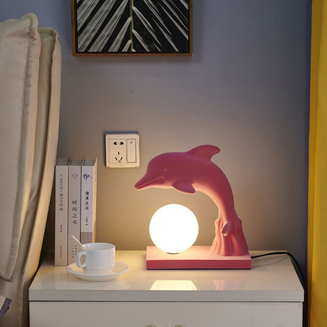 Lampe de Table 1 Lumière avec Abat-jour en Forme de Dauphin Créatif Nordique 