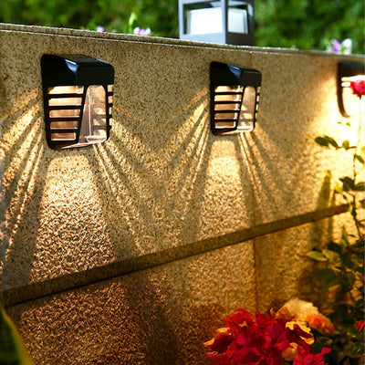 Solar Square Striped Design Outdoor Fence Wall Sconce Lamp