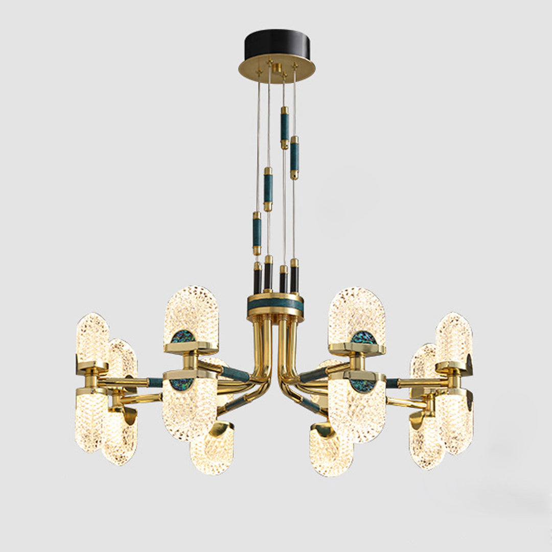 Lustre LED en cuivre massif rond moderne de luxe léger 