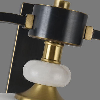 Modern Chinese Plum Deer Brass Glass Ring 2-Light Wall Sconce Lamp