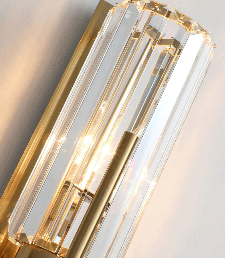 Modern Luxury Crystal Metal Strip 2-Light Wall Sconce Lamp
