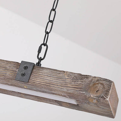 Vintage Industrial Wooden Long Bar Island Light LED Chandelier