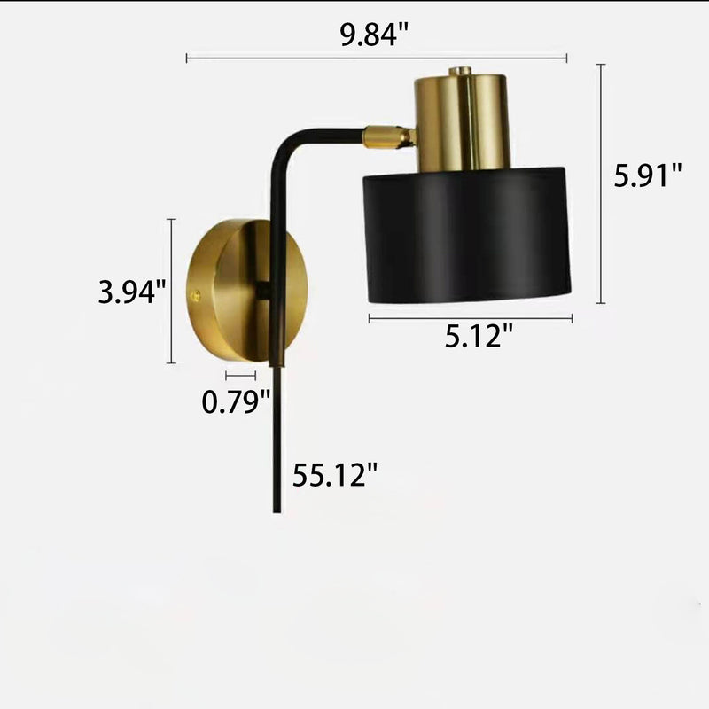 Modern Minimalist Rotatable Swing Arm Iron 1-Light Wall Sconce Lamp