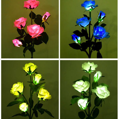 Modern Solar Rose Bouquet 5 Head LED Outdoor Garden Decorative Ground Insert Landscape Light