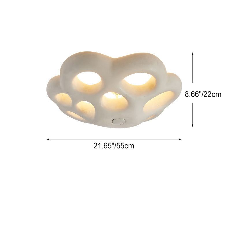 Contemporary Creative Round Hollow Petal Shade 3-Light Flush Mount Ceiling Light For Bedroom