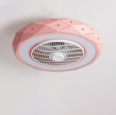 Nordic Minimalist Star Design Grid Lampshade LED Flush Mount Ceiling Fan Light