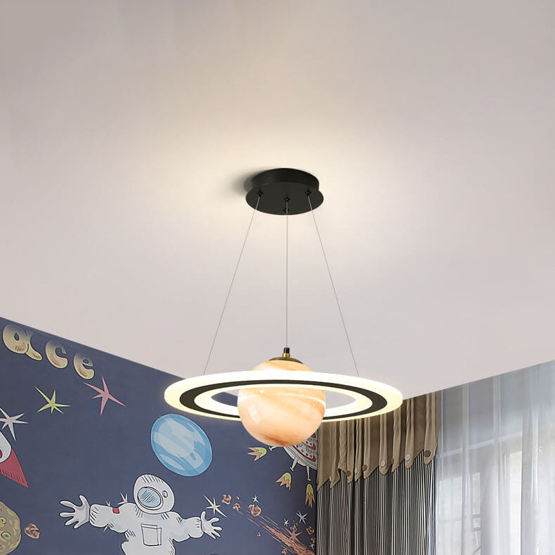 Modern Creative Space Planet Circle Kids LED Chandelier