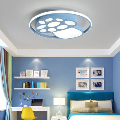 Modern Cartoon Mushroom Circle LED Kids Flush Mount Ceiling Light