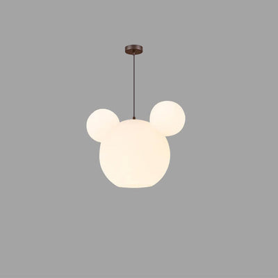 Modern Minimalist Milk White PE Mouse 3-Light Kids Chandelier