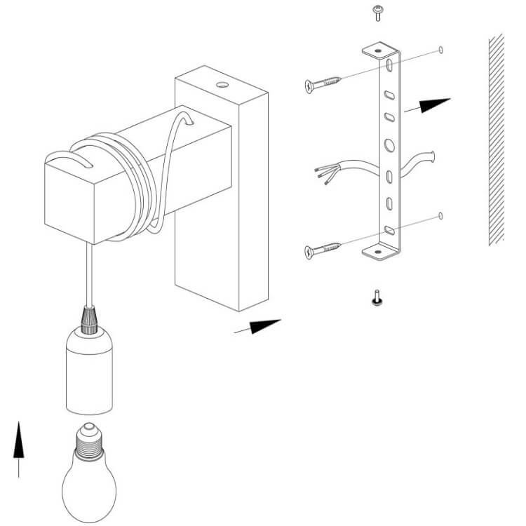 Kunststoff-Lampenschirm 1-Licht-Holzarm-Kugel-Wandleuchte 