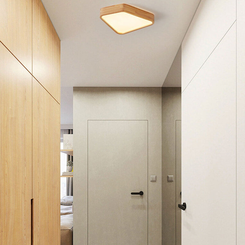 Modern Japanese Log Geometry Shape LED Flush Mount Ceiling Light