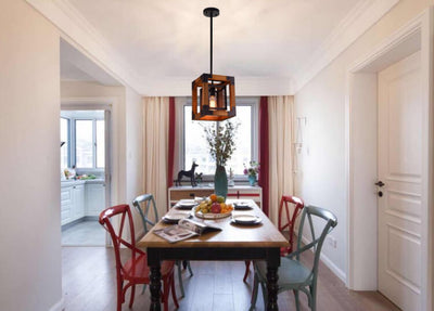 Wooden Square 1-Light Square Pendant Light
