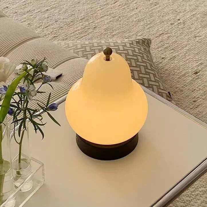 Traditional French Cream Pear Shape LED Rechargeable Touch Table Lamp For Bedroom
