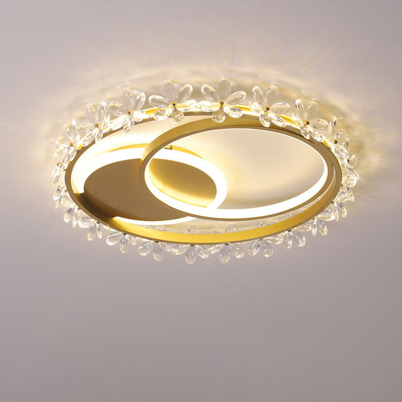 Nordic Luxury Crystal Lace Circle LED Flush Mount Ceiling Light