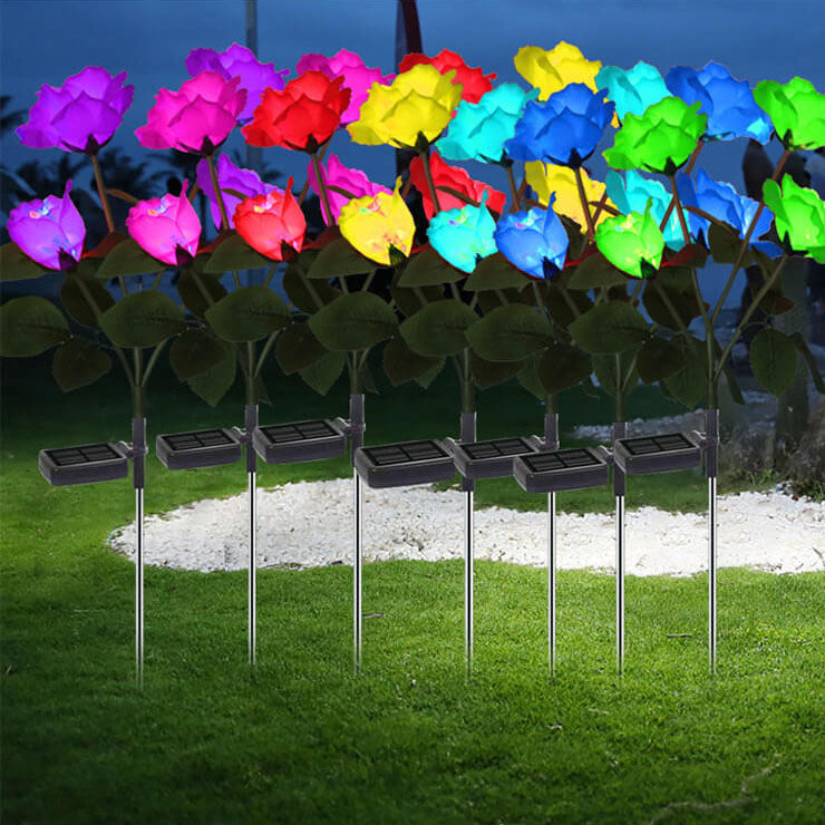 Solar Rose LED Outdoor Lawn Decorative Ground Plug Light