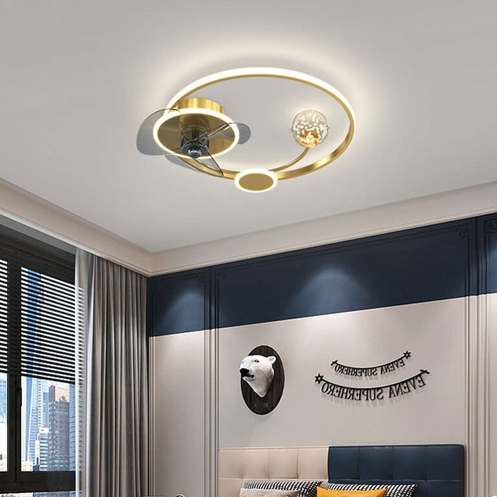 Modern Creative Circle Ball Design LED Flush Mount Ceiling Fan Light