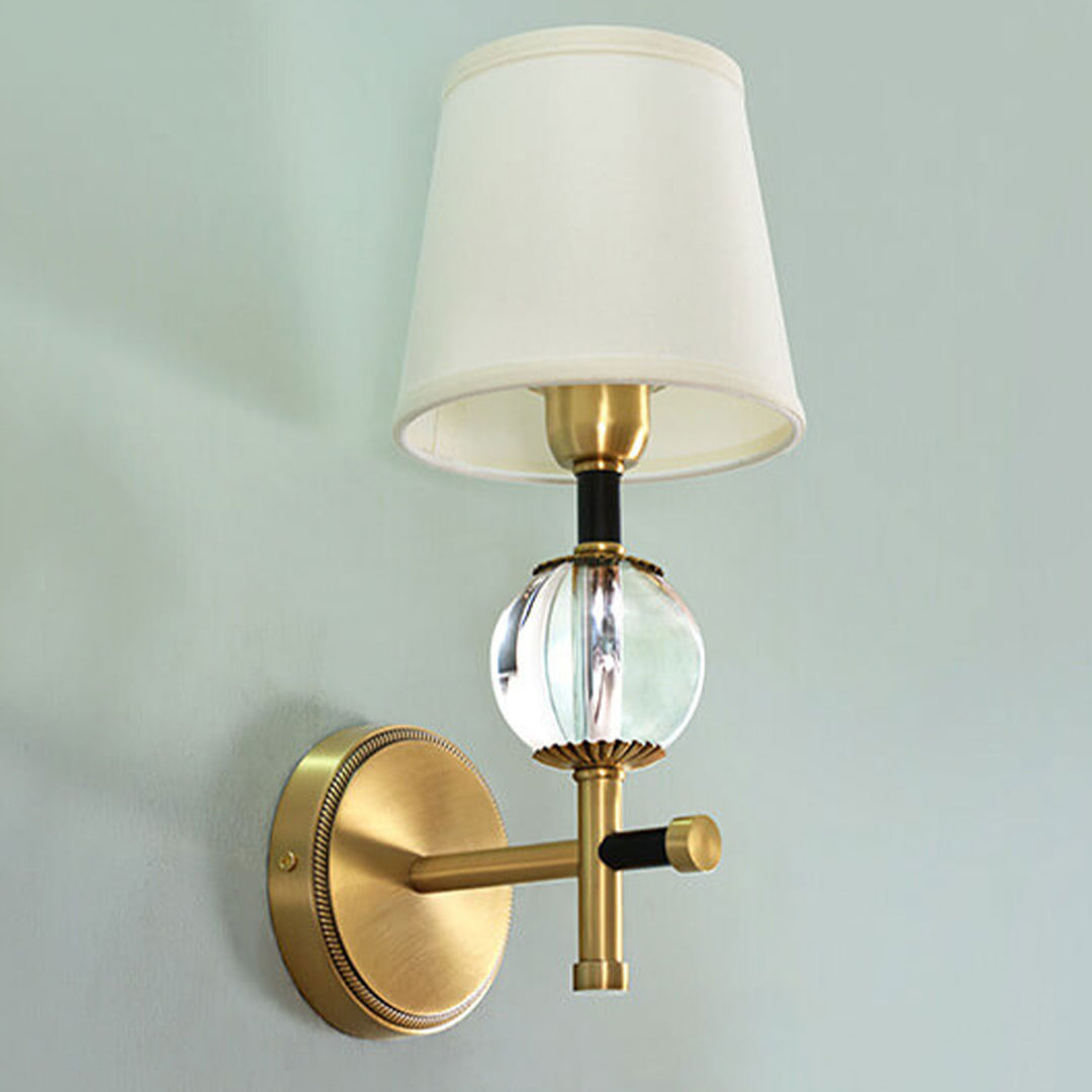 Applique murale en laiton américain moderne 1/2 lumière avec tissu 