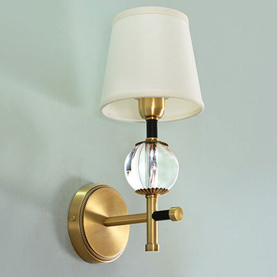 Modern American Brass Fabric 1/2 Light Wall Sconce Lamp