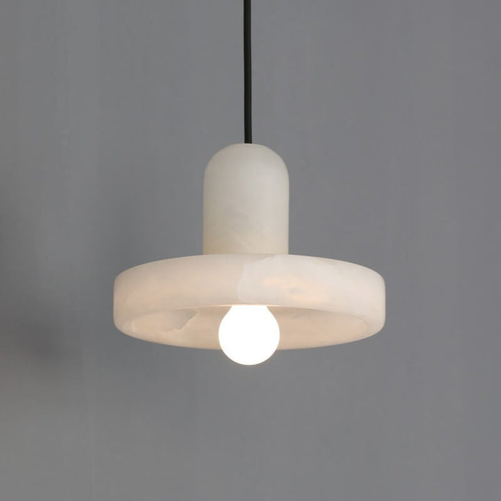 Moderne minimalistische runde Scheibe Marmor 1-Licht Pendelleuchte für Schlafzimmer 