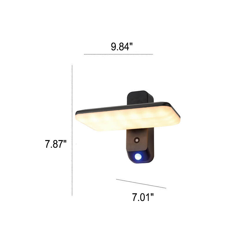 Applique murale LED extérieure carrée moderne avec détection de lumière infrarouge solaire 