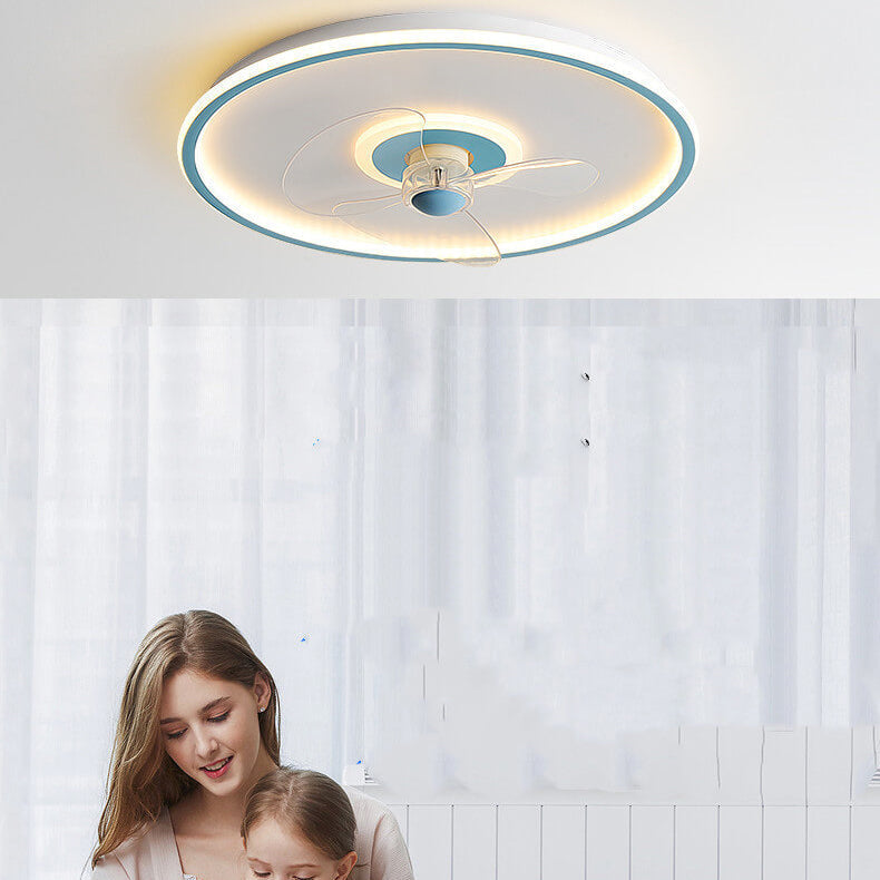 Modern Acrylic Round Minimalistic LED Flush Mount Fan Light