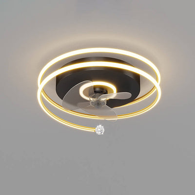 Nordic Minimalist Round Drum LED Flush Mount Ceiling Fan Light