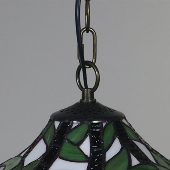 Vintage Tiffany Blossom Blume Glasmalerei Kuppel 1-Licht Pendelleuchte