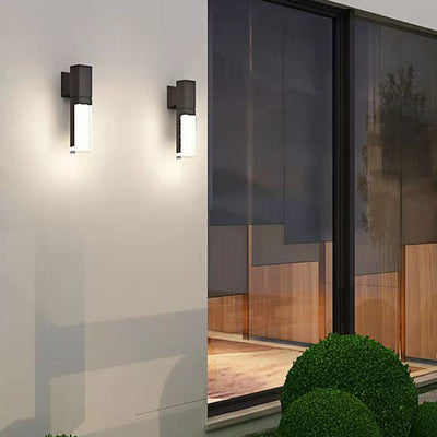 Moderne wasserdichte LED-Wandleuchte mit rechteckiger Säule im Freien 